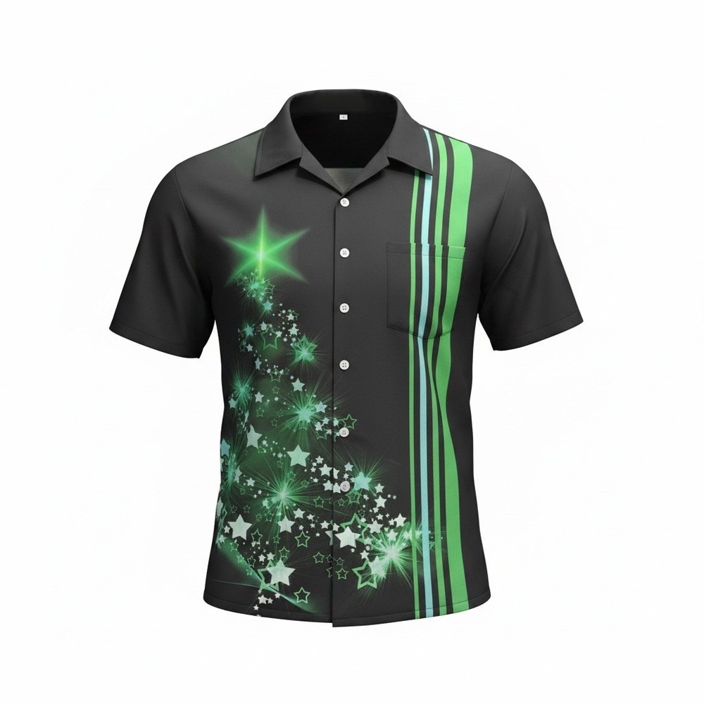 Mens Stars And Stripe Pattern Fashion Short Sleeve Lapel Shirt